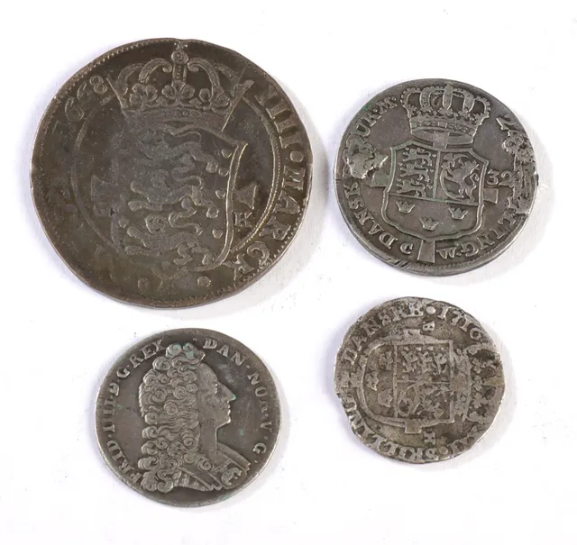 Four Danish silver coins, 16th-18th centuries (4)