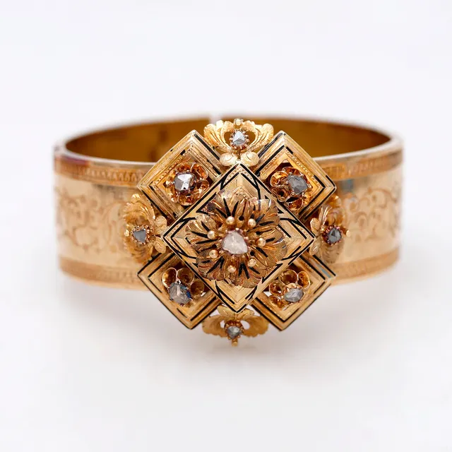 Alphonsine gold and diamonds bracelet, 19th Century.