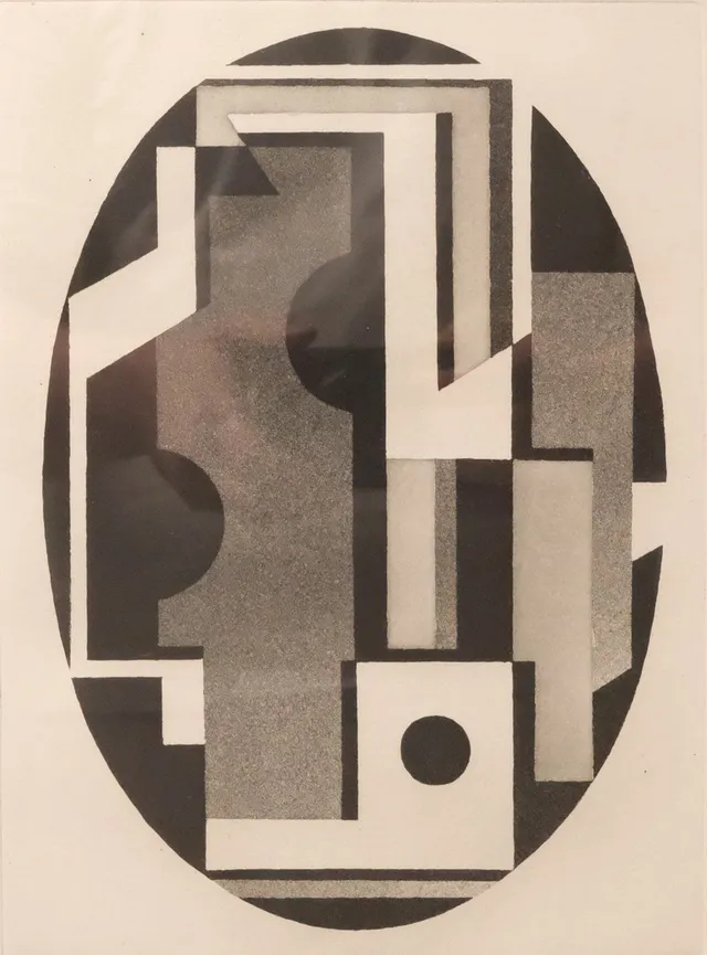 CURT BURSTRÖM. GEOMETRISK KOMPOSITION, AKVATINT, 1956.