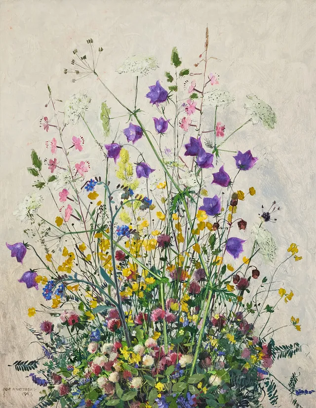 OLLE HJORTZBERG. En doft av sommaren, Olja på pannå, 92x73 cm.