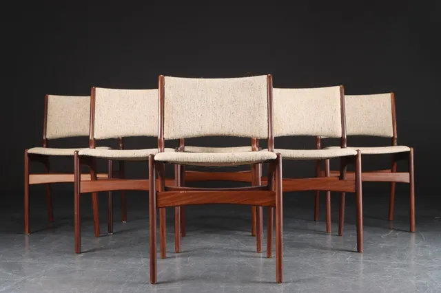 Johannes Andersen. Seks stole af teak, 1960'erne (6)