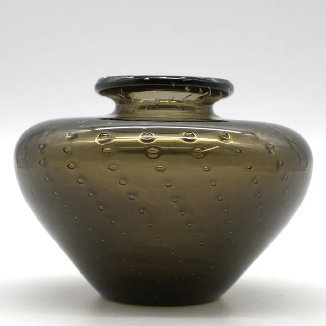 WALTER DEXEL. VINTAGE PERLORA KUGELVASE. KRISTALLGLAS MUNDGEBLASEN. UM 1950 FÜR WMF GEISLINGEN.