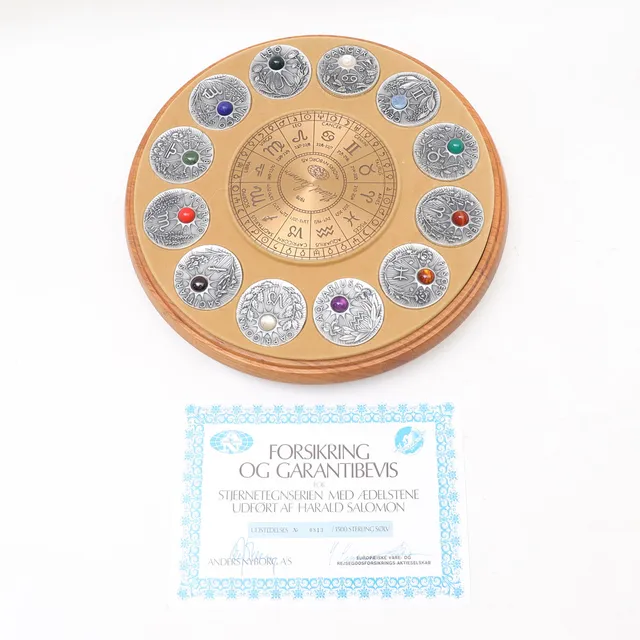 HARALD SALOMON. Medaljsamling 12 delar, "Stjärntecken-serien", sterlingsilver.