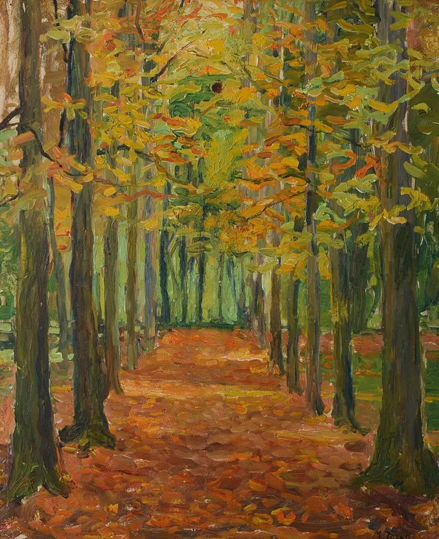 MÄRTHA TYNELL. "Versailles", olja på pannå, signerad, daterad 1922.
