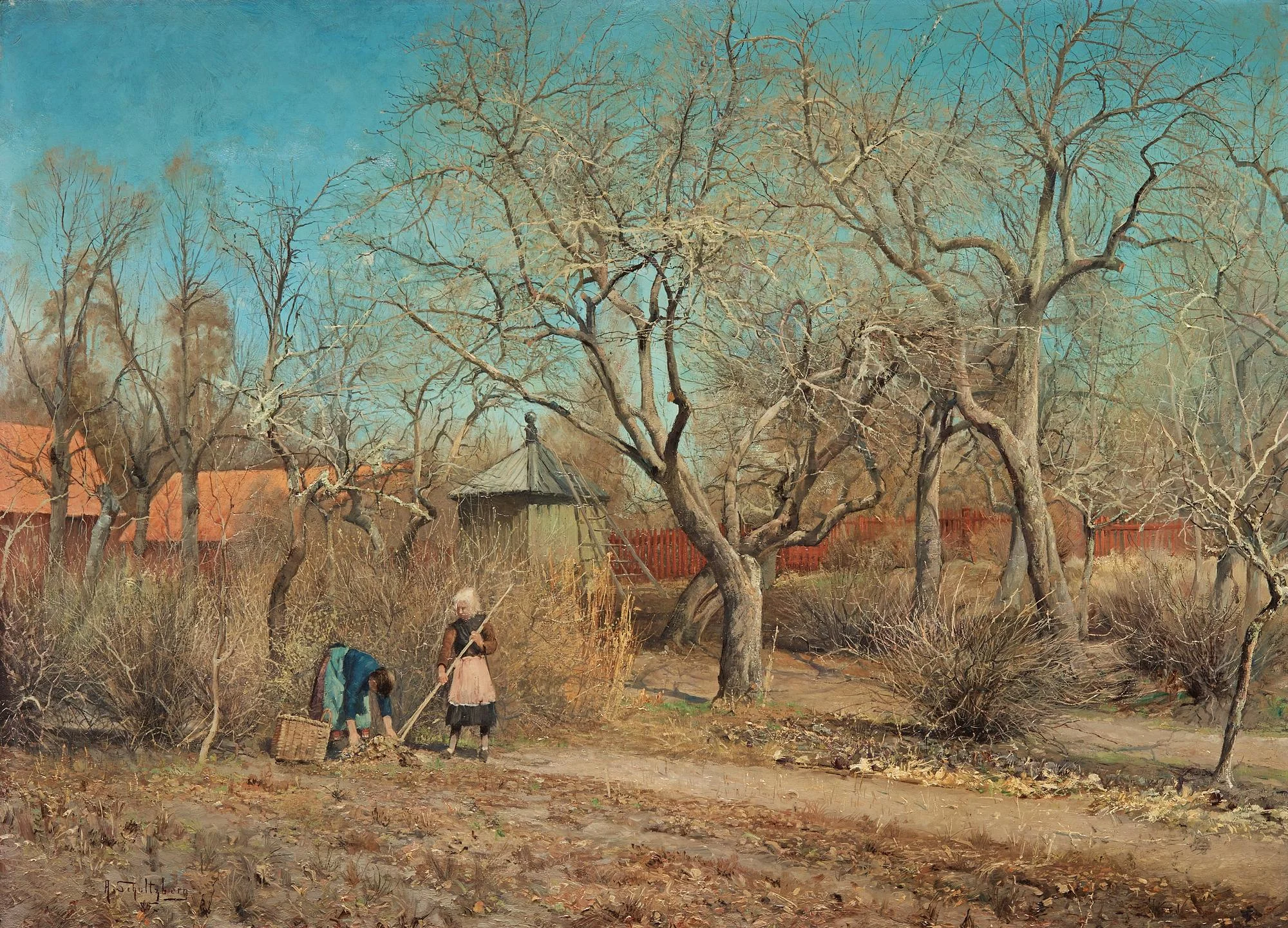 Anshelm Schultzberg, "Barn i trädgården", motiv från Nyckelviken. — Bukowskis