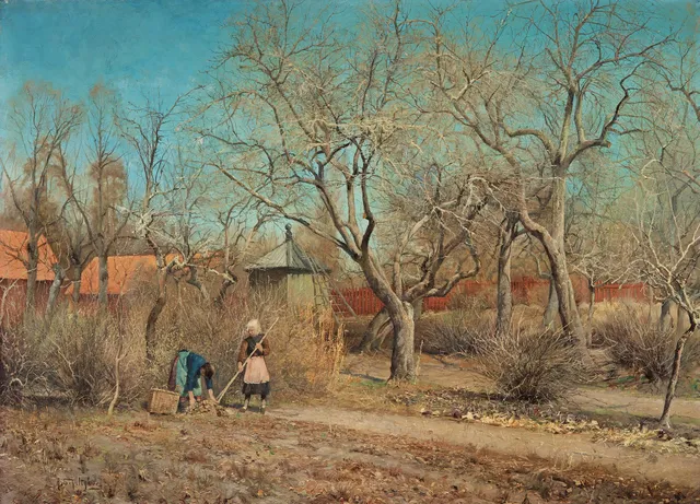 Anshelm Schultzberg, "Barn i trädgården", motiv från Nyckelviken.