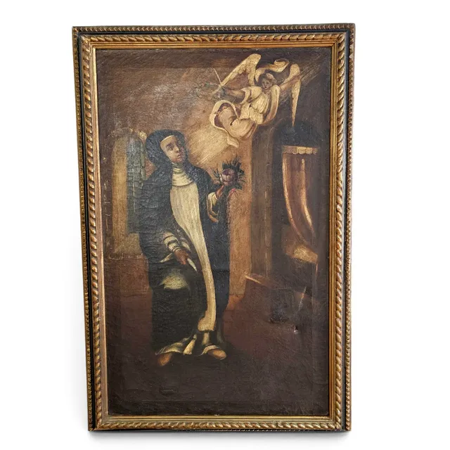 ANÓNIMO SIGLO XVIII. Escena religiosa, óleo sobre lienzo.