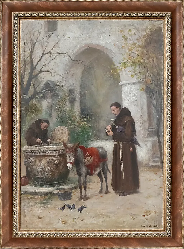 FRANS WILHELM ODELMARK. Klostermiljö, olja på duk, signerad.