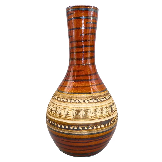 KERAMIKVASE MIT GEOMETRISCHEN BÄNDERN, DÜMLER & BREIDEN, MODELL 115/36.