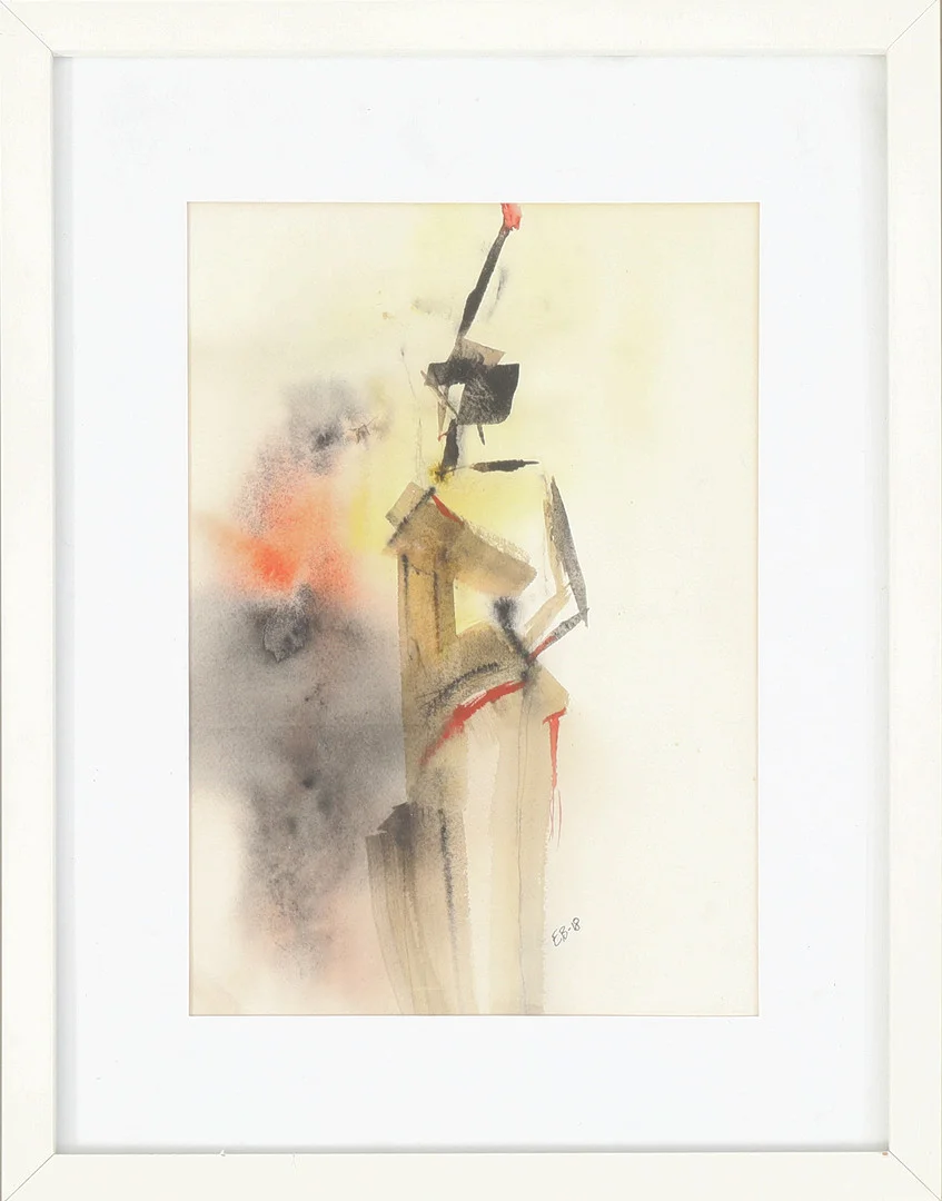 OIDENTIFIERAD KONSTNÄR. Blandteknik, signerad E.B samt daterad -18, "Ansikts studie". — Paintings — Södermanlands Auktionsverk