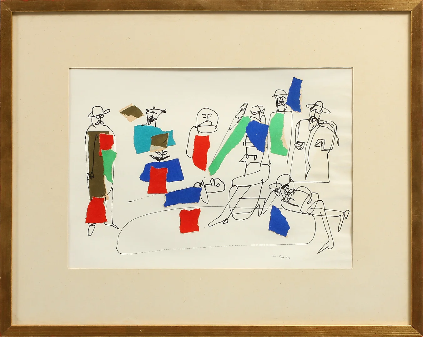 MADELEINE PYK. Figurkomposition. Teckning och collage, signerad och daterad -62. — Paintings — Göteborgs Auktionsverk