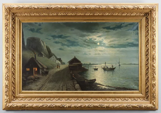 SIEGFRIED HASS. Månskenslandskap från Helsingör.