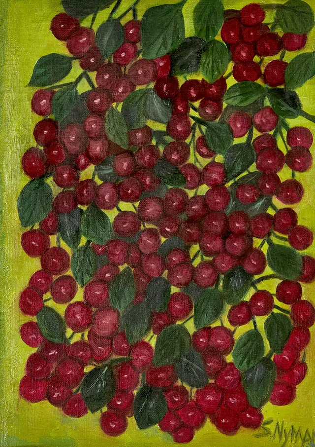 SVEA NYMAN (1902-1986), ”Körsbär”, signerad ’S. NYMAN’, olja på duk.