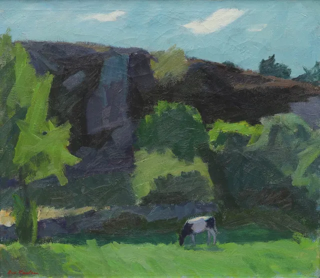 ARWID KARLSSON. "Sommar, utsikt över Kungsgården", olja på duk, signerad.