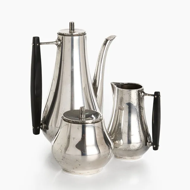 KAFFESERVIS, 3 delar, silver, 1950/60-tal, svensk importstämpel.