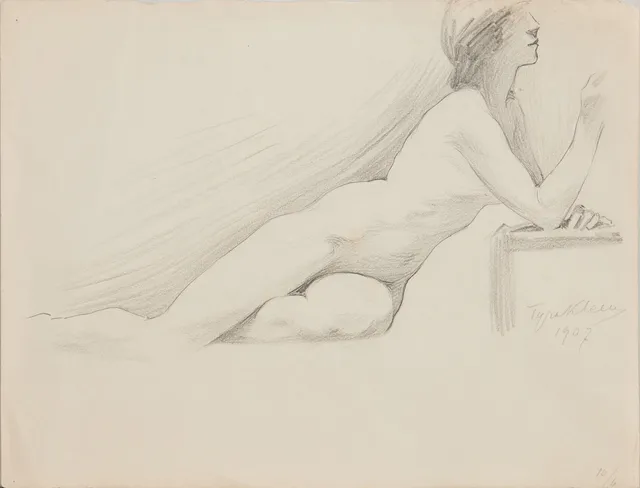 TYRA KLEEN (FÖDD 1874-1951), modell, signerad och daterad 1907, blyertsteckning.