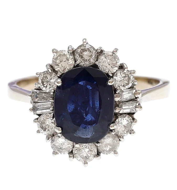 Sapphire and diamonds rosette ring. — Rings — Balclis