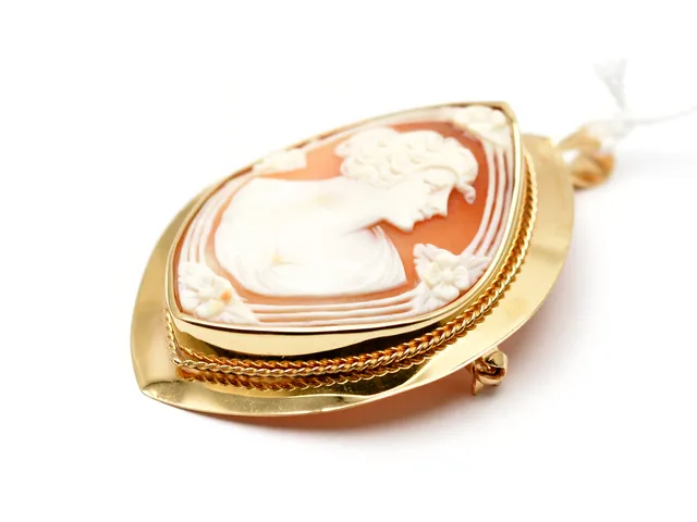 Hänge/brosch skadat med stor Camé 18K bruttovikt 16,6g