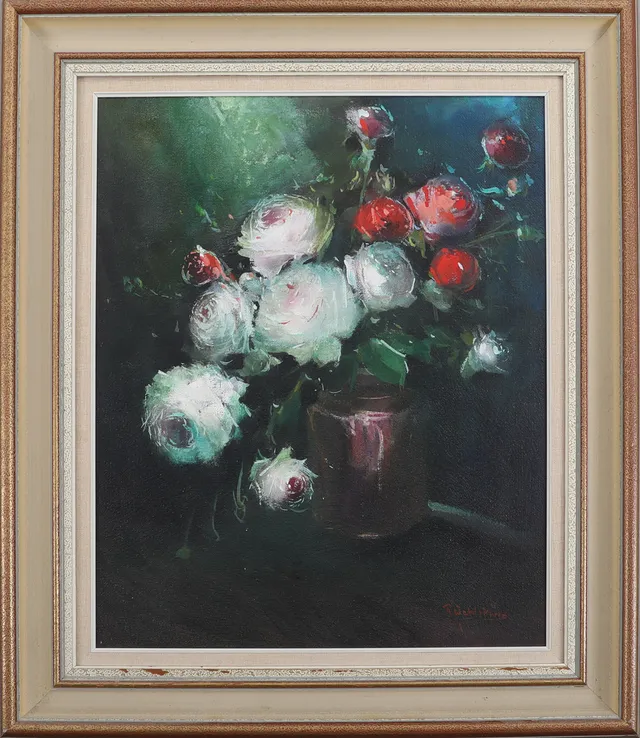 RUNE WAHLSTRÖM. Olja på pannå, blomster, signerad.