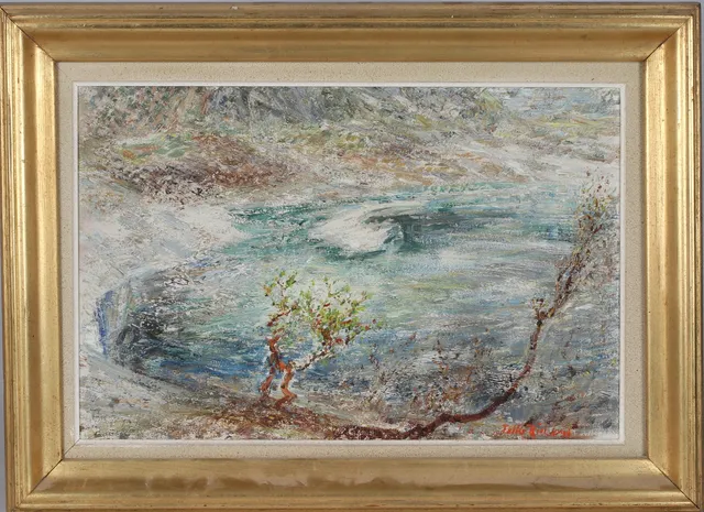 FOLKE RICKLUND. "Vår vid en fjälltjärn", olja på pannå, signerad.