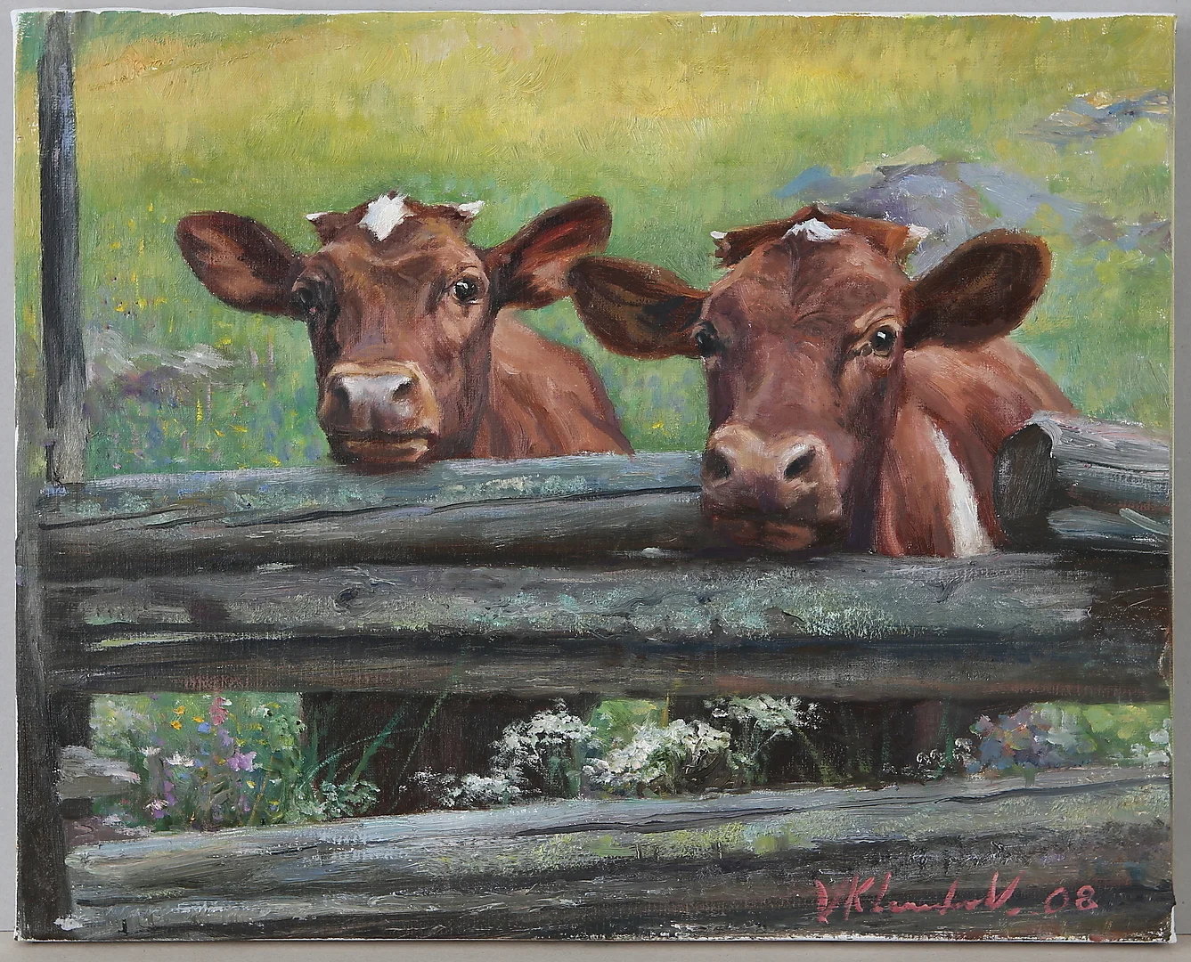 VJETESLAV KLIUCHNIKOV. Komposition med kor, olja på duk, signerad. — Paintings — Auktionshuset Kolonn
