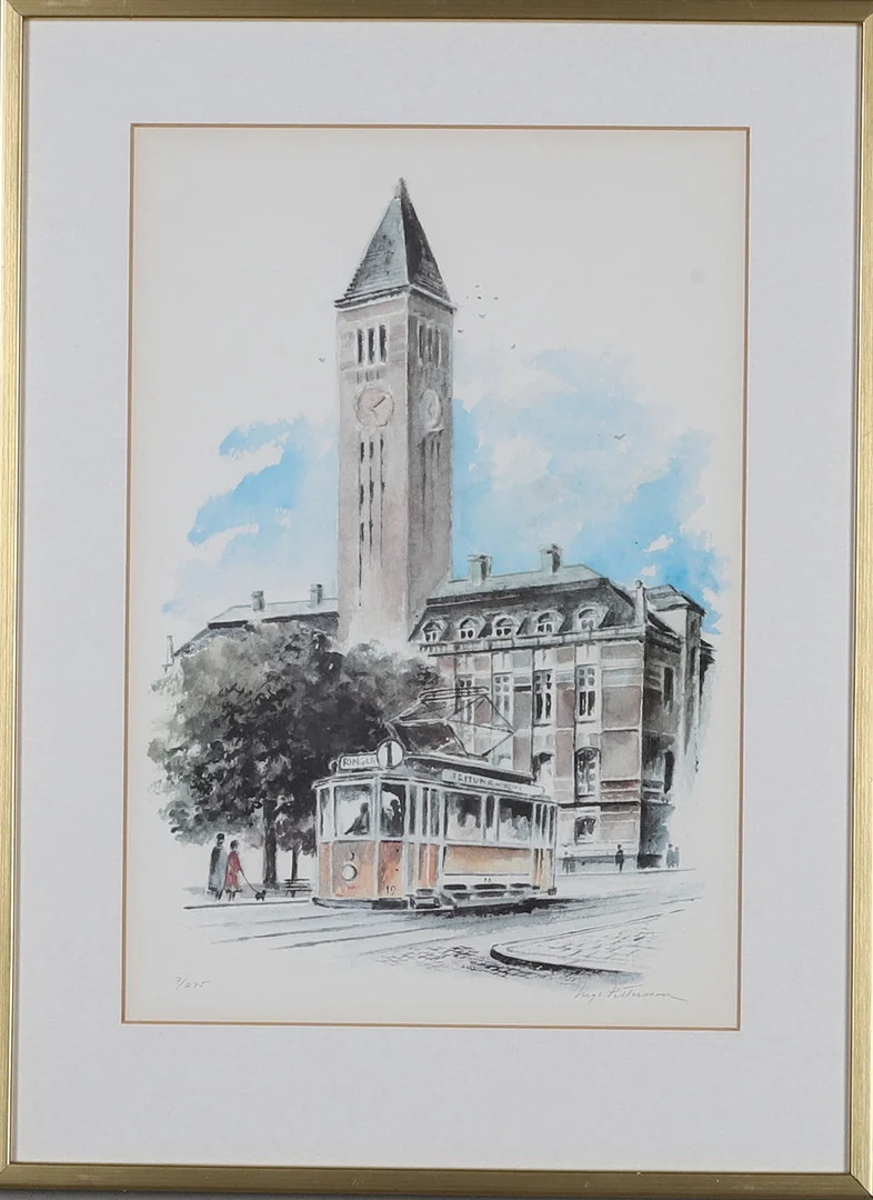 INGE PETTERSSON (FÖDD 1944). Offsetlitografi, stadsmotiv, signerad och numrerad 7/275. — Engravings & Prints — Gomér & Andersson Norrköping