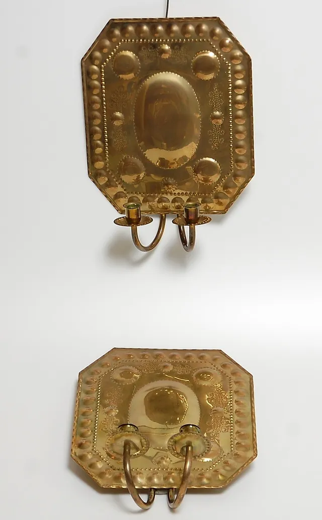 LJUSPLÅTAR, 1 par barockstil, 1900-tal.
