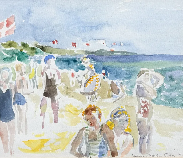 MARTIN WERNER POSER. Akvarell. 1950. Kustmotiv Danmark.