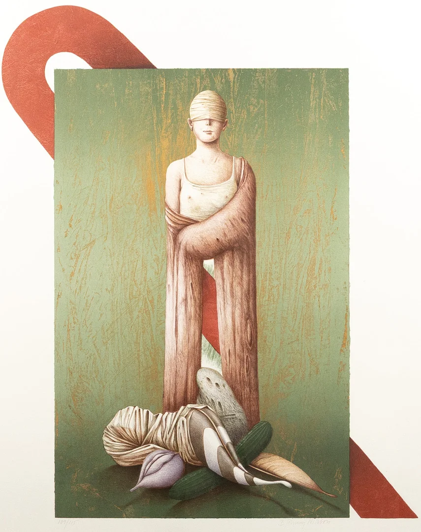 BERT-JOHNNY NILSSON. Färglitografi, figurkomposition, numrerad 109/115, signerad. — Engravings & Prints — Karljohan Auktioner