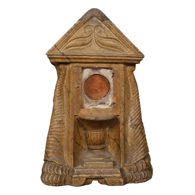 A LATE 19TH CENTURY COMPOSITE ARCHITECTURAL POCKET WATCH HOLDER.