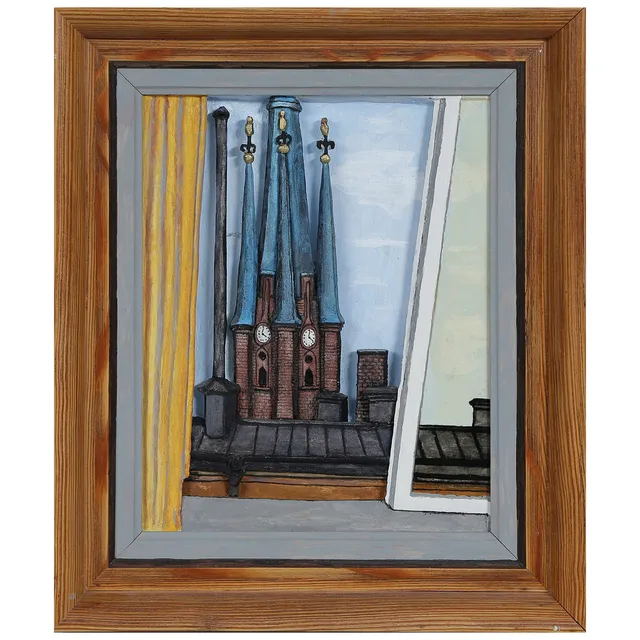 SVEN TELJARE ERIKSSON (f. 1932) SKULPTUR "KLARA KYRKA", TRÄSKUREN RELIEF, SIGNERAD.