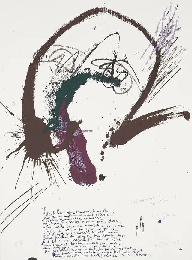 ULF LUNDELL. "Hommage á William S", färglitografi, provtryck, signerad med dedikation.