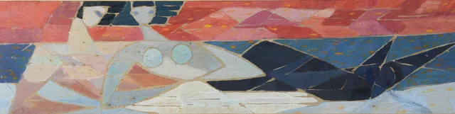 GUNNAR NORDSTRÖM. TILLSKRIVEN. Kubistiskt figurmotiv, blandteknik.