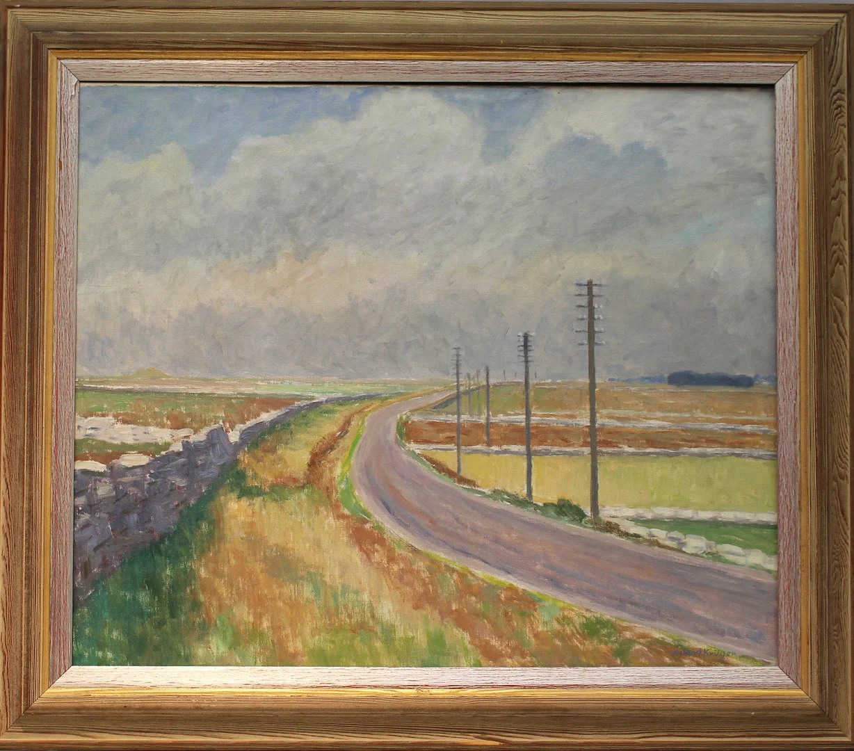 ALBERT KRÜGER. "Vägen över Alvaret, Öland 1954". Olja på duk. Signerad Alb Krüger. — Paintings — Garpenhus Auktioner