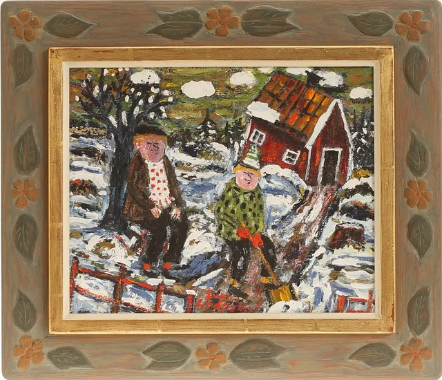 SVEN LIDBERG. Olja på pannå, signerad.