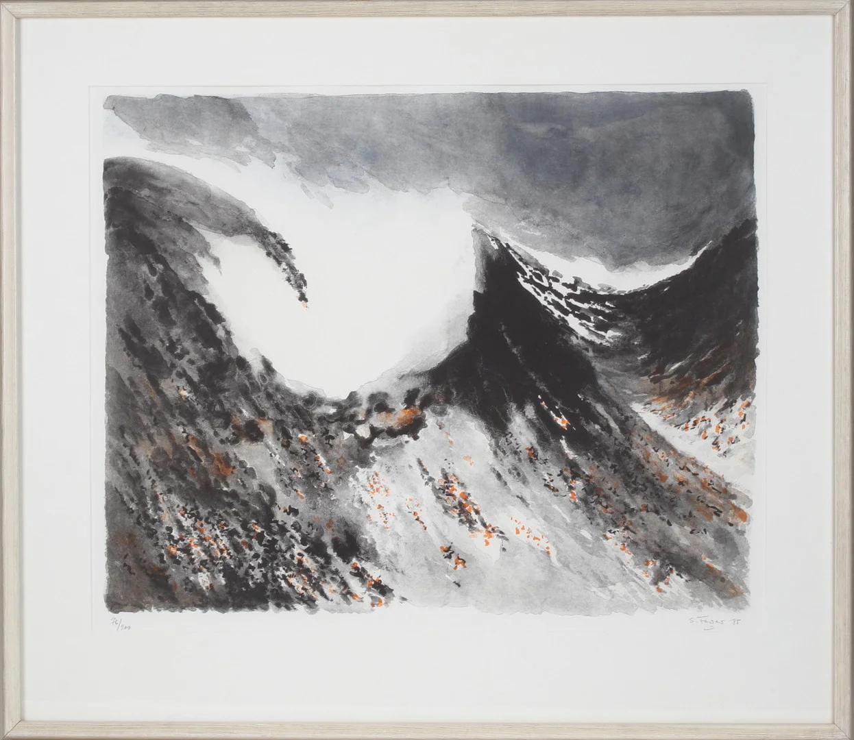 SIXEN FAGER. Fjällmotiv, färglitografi, signerad och numrerad 76/200. — Engravings & Prints — Stadsauktion Sundsvall