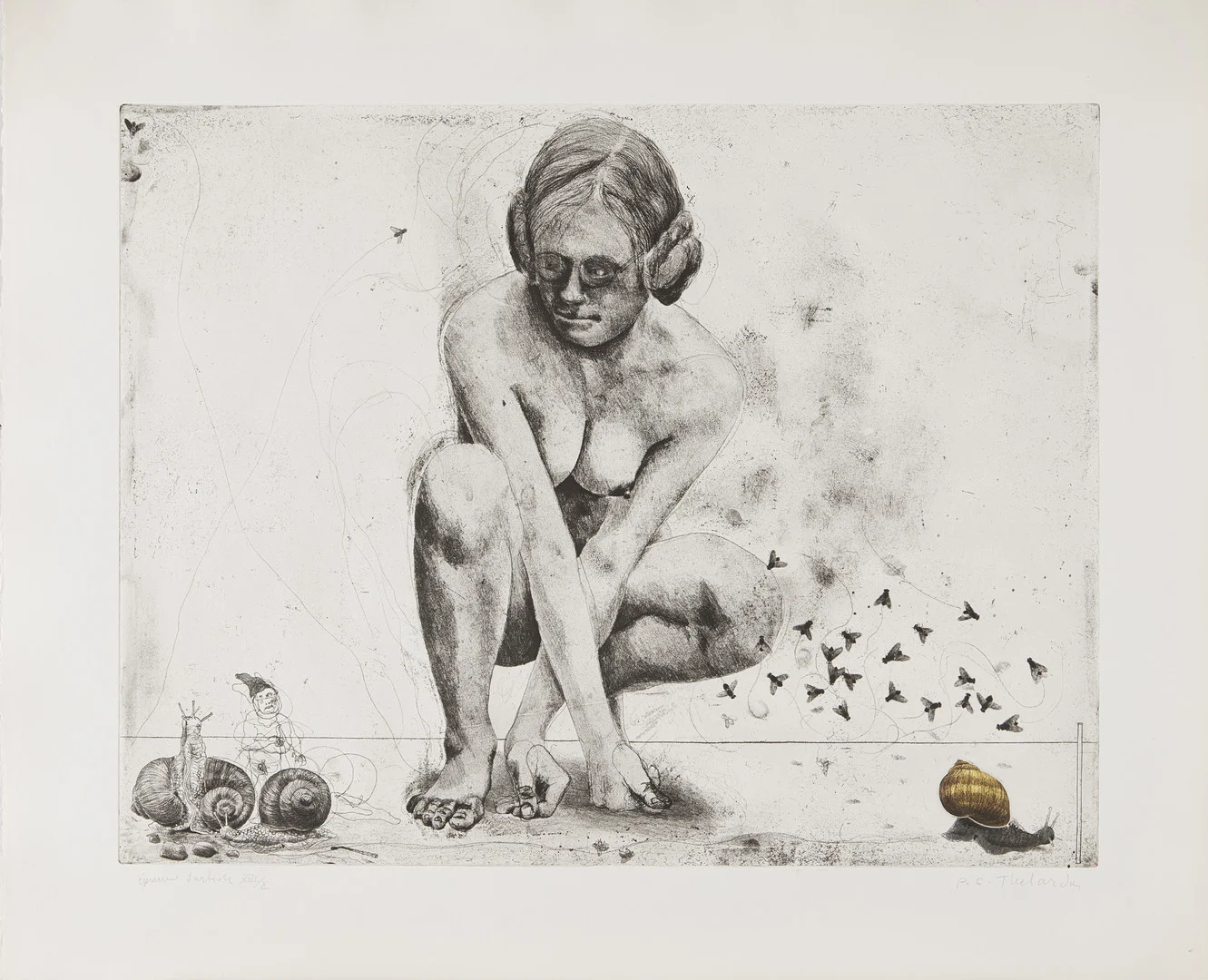 PÄR GUNNAR THELANDER (FÖDD 1936). "7 etsningar", mapp, färgetsningar, 7 st, 1975. — Engravings & Prints — Stockholms Auktionsverk Magasin 5