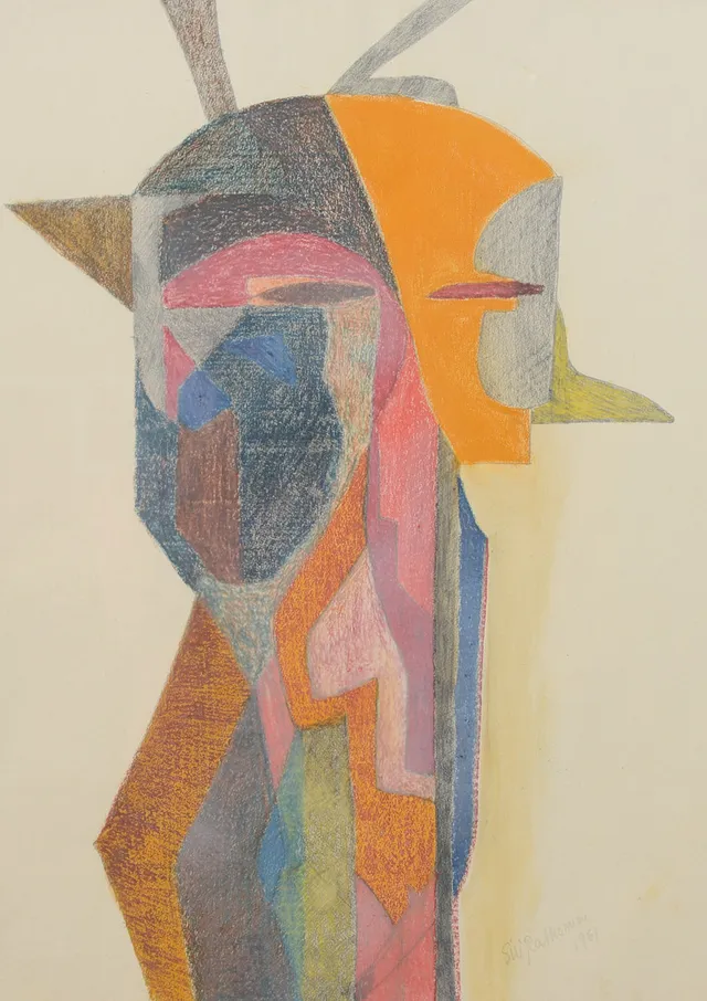 SIRI RATHSMAN. Komposition, blandteknik, signerad samt daterad 1961.