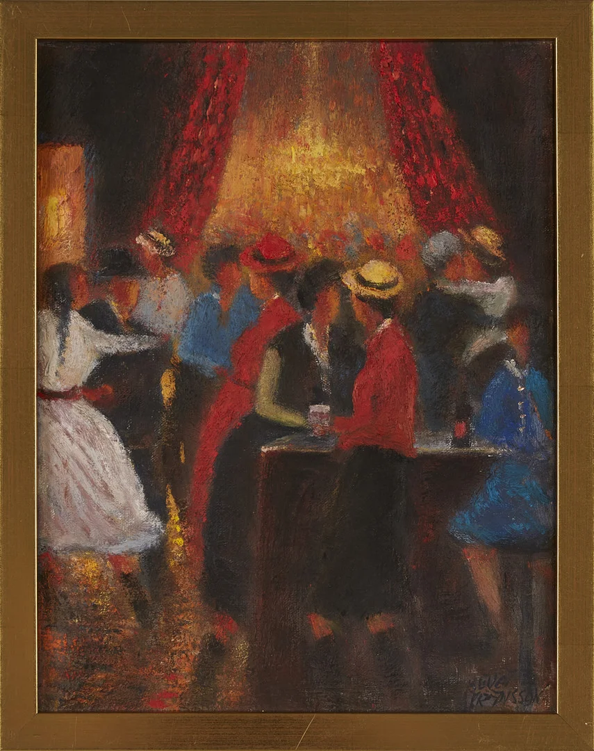 BENGT FRANSSON (FÖDD 1935). Caféinteriör, signerad, olja på duk. — Paintings — Stockholms Auktionsverk Sickla