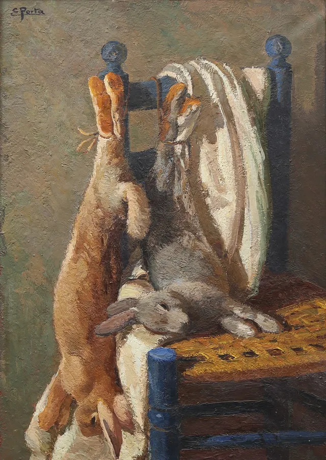 ENRIC PORTA. Still life with a chair.