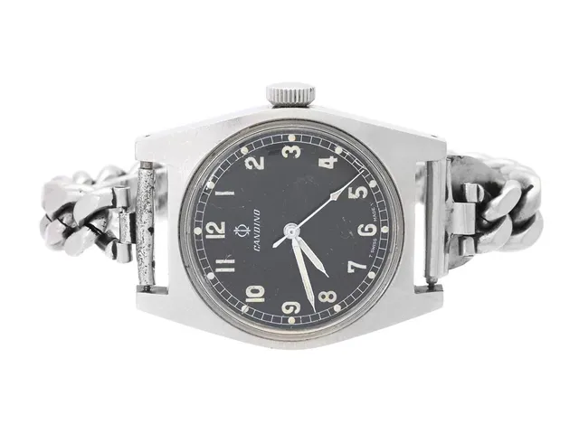 CANDINO, herrur, 35 mm, (T Swiss Made T), Cal ETA 2750, Ref nr. 10511, Boett nr. 0684, stål, manuell, plexiglas, skadad urtavla, gravyr (Tre Kronor), ca 1968, metallänk ej original.
