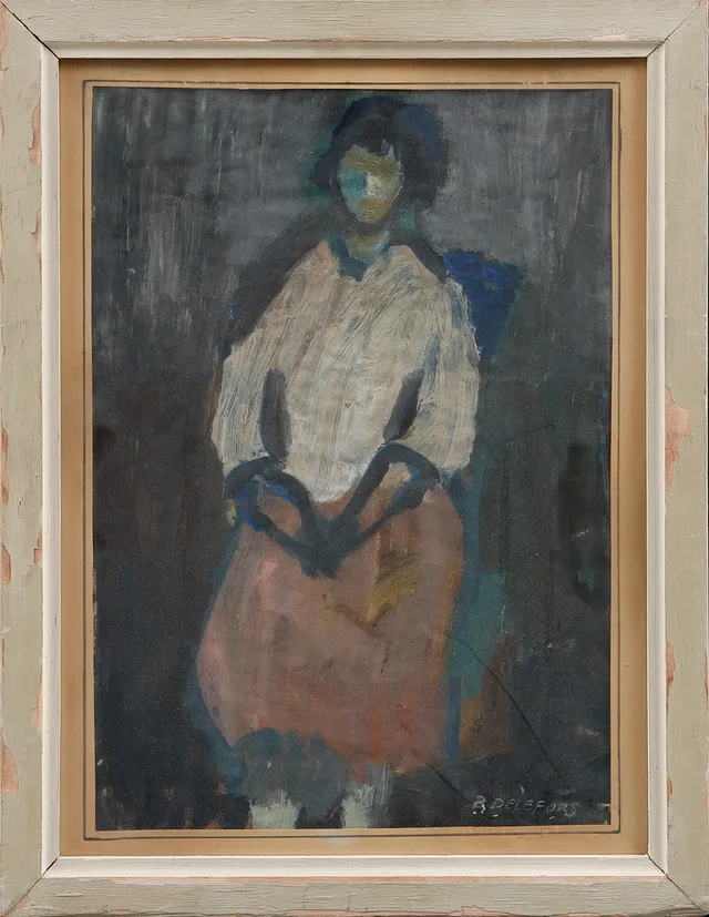 BENGT DELEFORS. Porträtt, pastell, signerad.