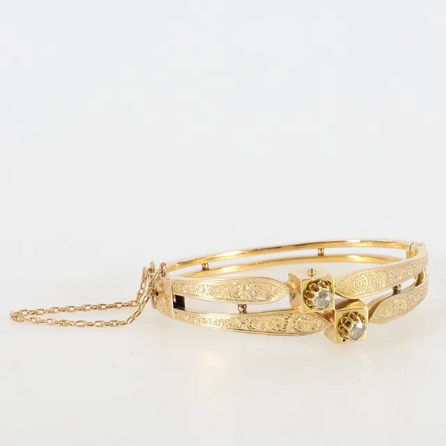 ARMBAND, armring, 14k guld, 14,87 gram, rosenstenar, diamanter.