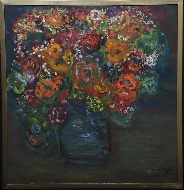 CHARLES AVDESJÖ. Stilleben med blommor. Olja på pannå, signerad.