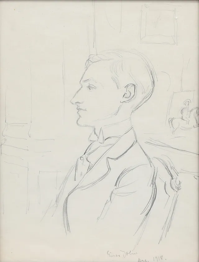 EINAR JOLIN. TECKNING, blyerts, signerad, 1918.