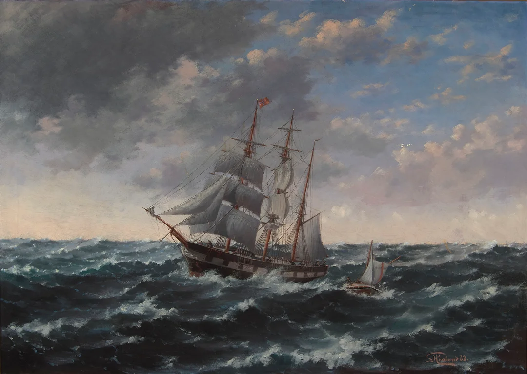 Haaland, Lauritz — Seilskute og losskøyte, 1882 — Kunst/Maleri — Blomqvist