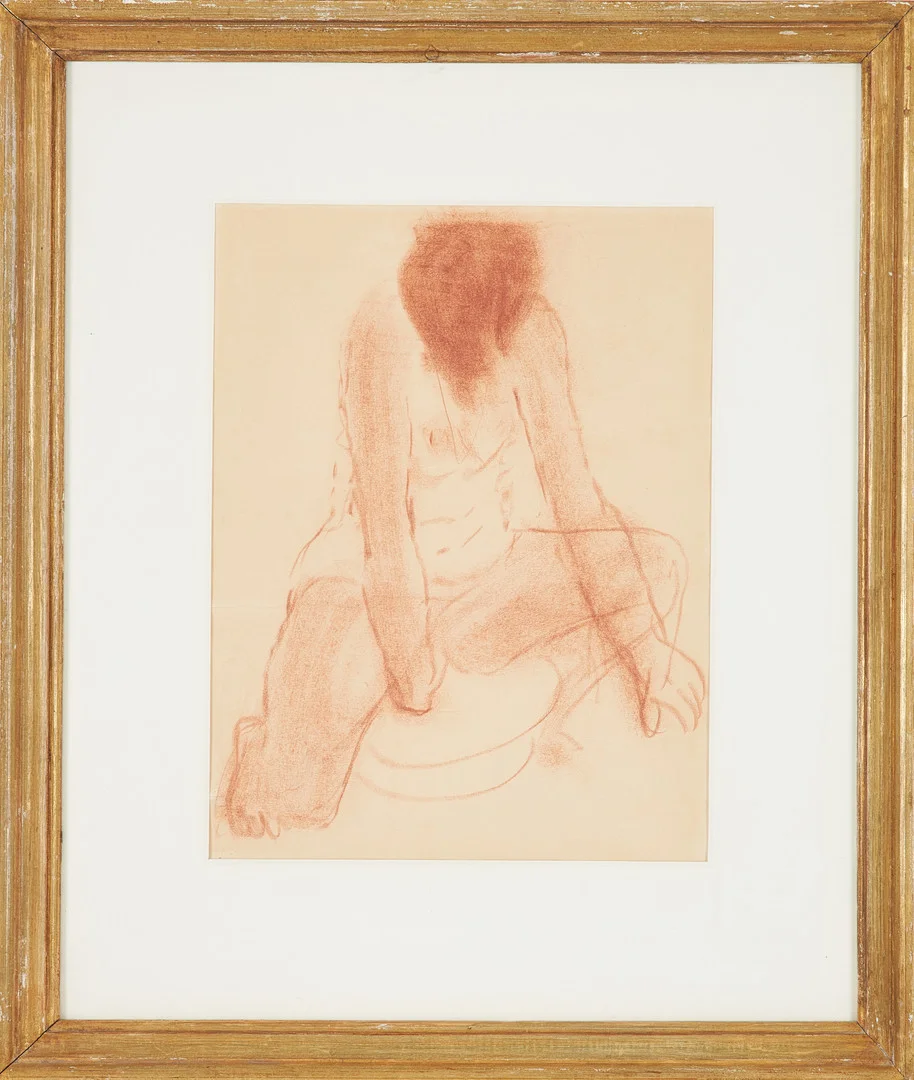 RAGNAR SANDBERG. Modellstudie, rödkrita, monogramsignerad i blyerts. — Drawings — Stockholms Auktionsverk Sickla