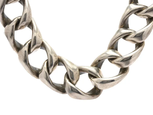 KEDJA, sterlingsilver, pansarlänk, ihålig, längd ca 50 cm, vikt 340,3 g.