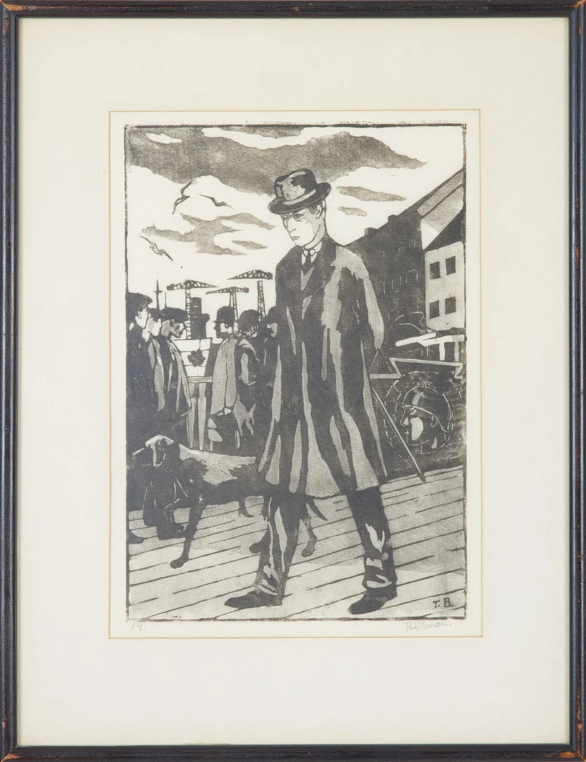 TORSTEN BILLMAN. Porträtt av Torgny Segerstedt, Träsnitt, signerad och numrerad 14. — Engravings & Prints — Stockholms Auktionsverk Sickla
