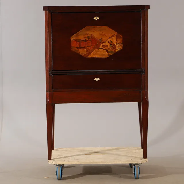 SEKRETÄR, mahogny med intarsia, 1800/1900-tal.